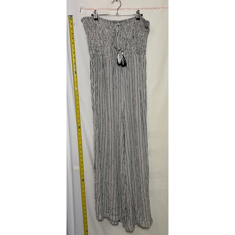 Peaches‎ & Boho Striped Smocked Strapless Wide Leg Jumpsuit Women's XL
